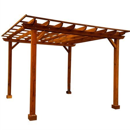10 Ft. X 14 Ft. Traditional All Cedar Wood Outdoor Patio Pergola Shade Structure thumbnail 2
