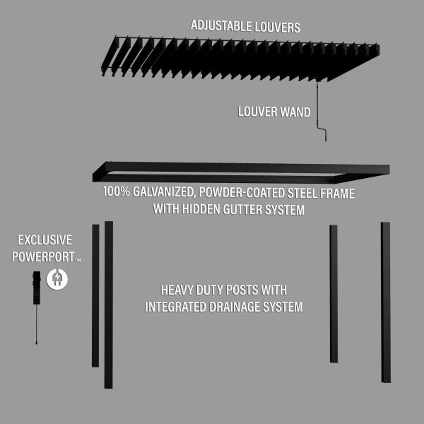 14×10 Sarasota Steel Louvered Pergola thumbnail 3