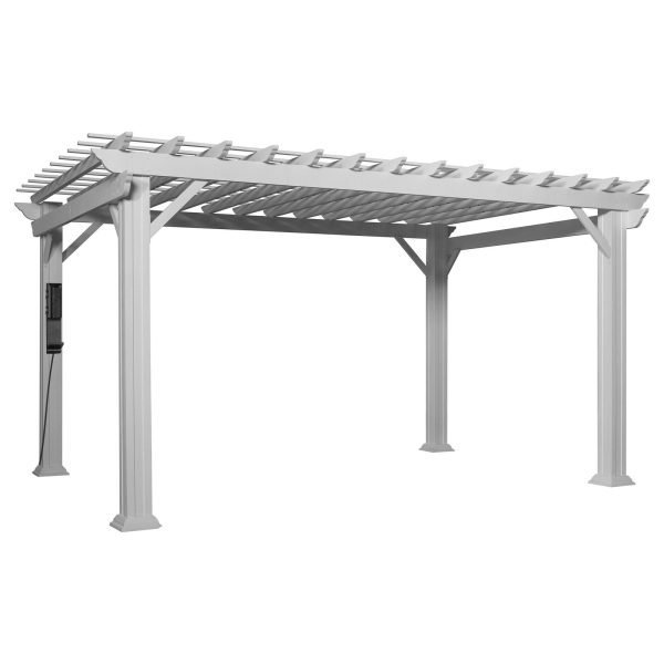 14×12 Hawthorne Traditional Steel Pergola With Sail Shade Soft Canopy thumbnail 3
