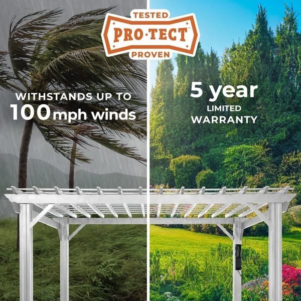 14×12 Hawthorne Traditional Steel Pergola With Sail Shade Soft Canopy thumbnail 5