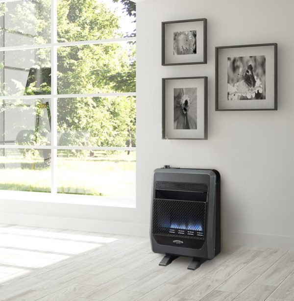Bluegrass Living Propane Gas Vent Free Blue Flame Gas Space Heater With Blower and Base Feet – 20,000 BTU, T-Stat Control – Model# B20TPB-BB thumbnail 4