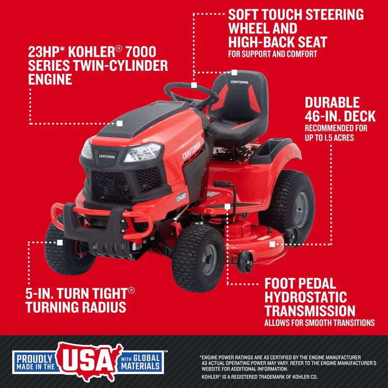 Craftsman T2400 – 46″ Hydrostatic Gas Riding Mower thumbnail 4