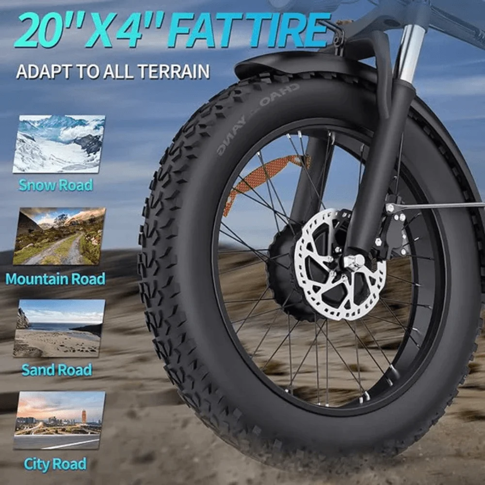 Folding Ebikes for Adults Ridstar 750W Motor 48V 14AH Removable Battery 20 X 4.0 Fat Tire Shimano 7-Speed 19.8MPH Electric Bike thumbnail 5