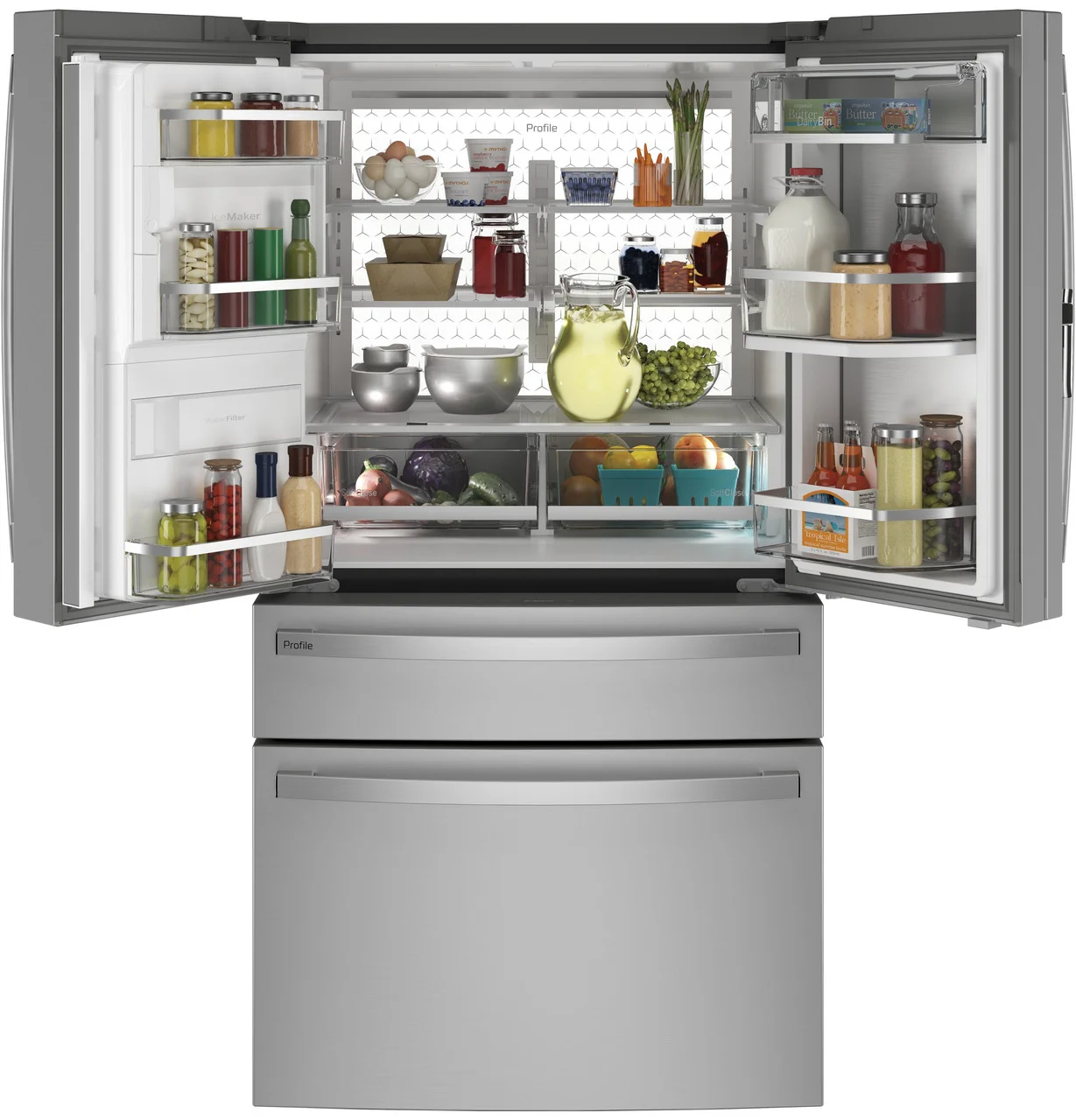 GE Profile 27.9 cu ft Smart Fingerprint Resistant French Door Refrigerator, Stainless Steel thumbnail 3