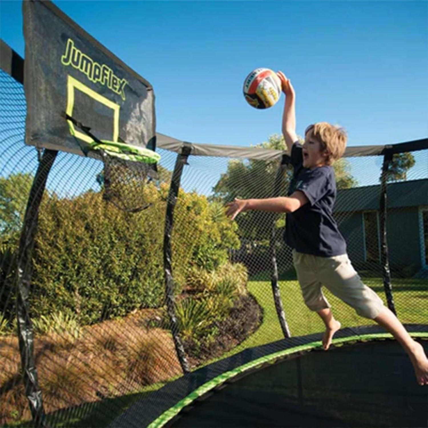 JumpFlex HERO 14 Backyard Outdoor Trampoline for Kids with Net & Ladder thumbnail 2