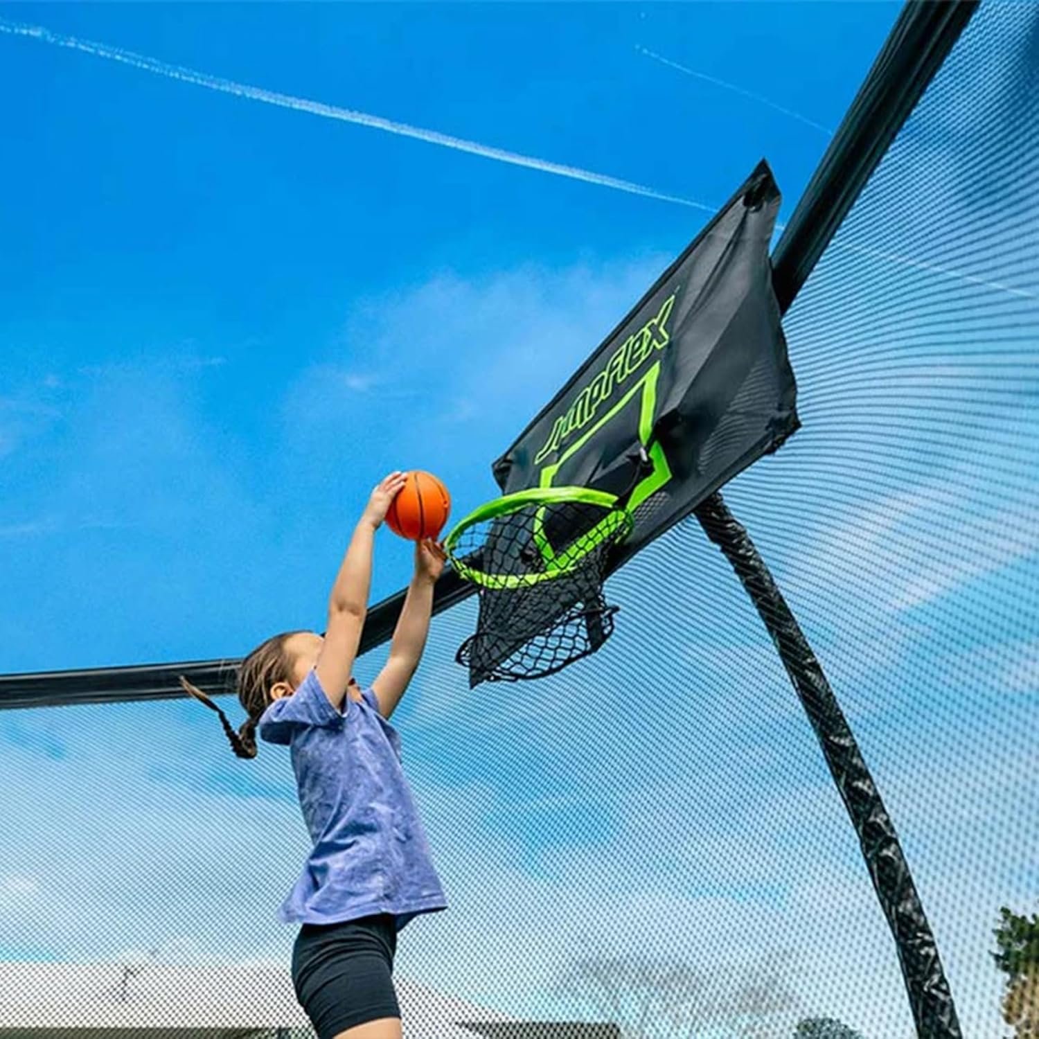 JumpFlex HERO 14 Backyard Outdoor Trampoline for Kids with Net & Ladder thumbnail 6
