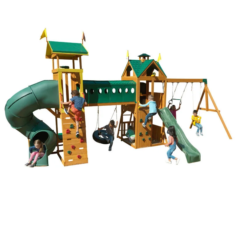 KidKraft Mockingbird View Wooden Swing Set / Playset with Tower, Hoop, Tunnel, and Tire Swing thumbnail 2
