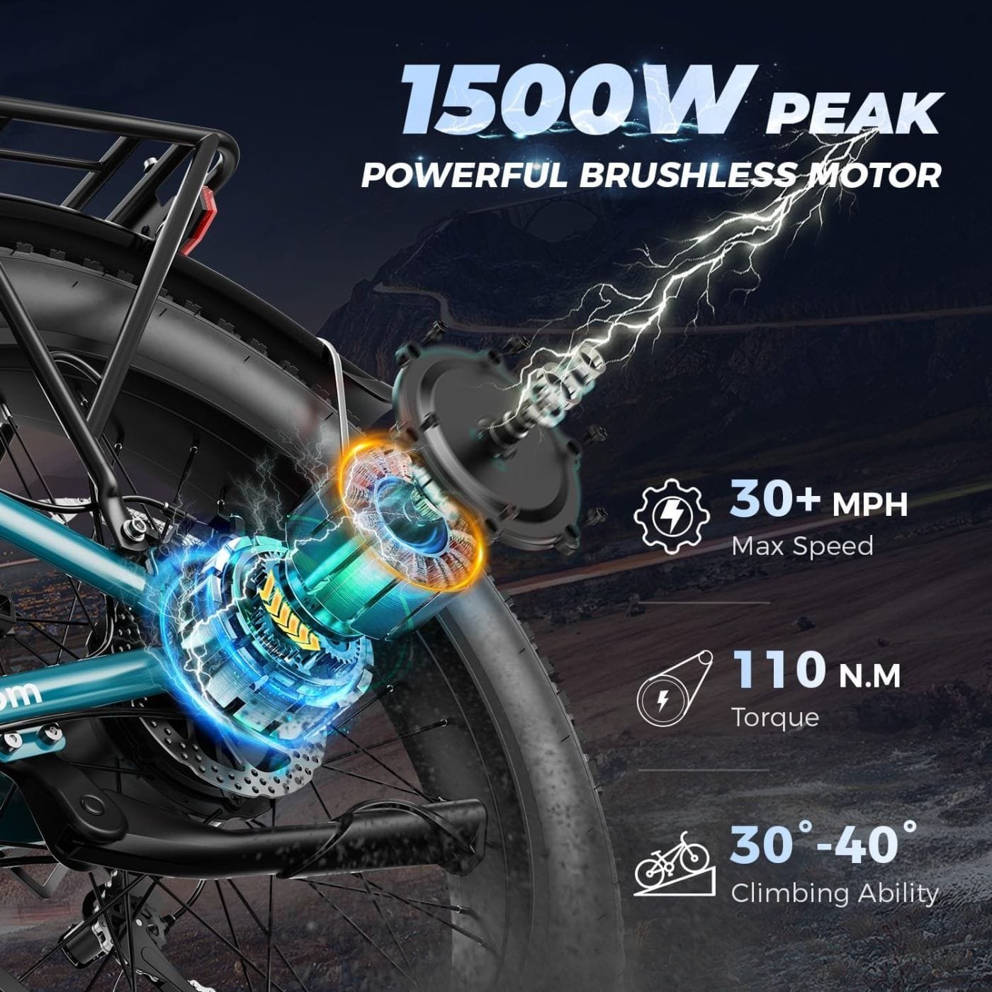 LEONX Aipas M2 Electric Mountain Bike – 1500W, 30MPH, 26″ Fat Tires thumbnail 2