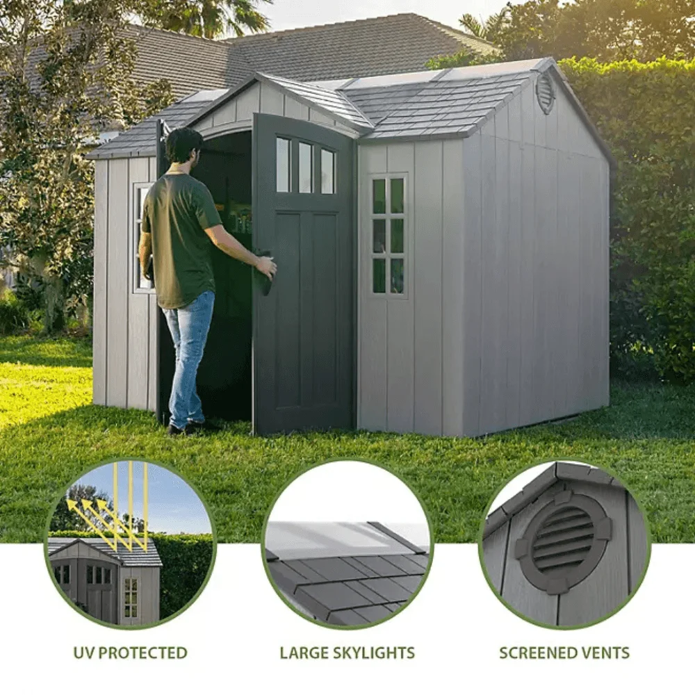 Lifetime 10′ x 8′ Outdoor Storage Shed, Gray thumbnail 3