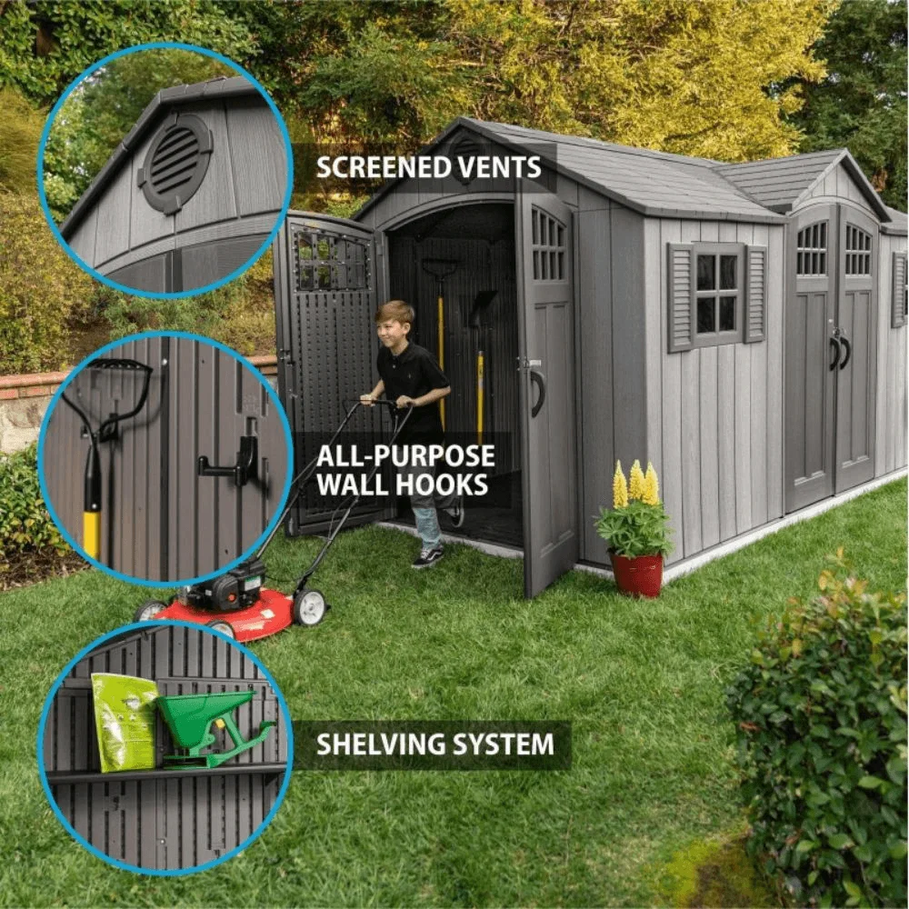 Lifetime 15′ x 8′ Rough Cut Backyard Storage Shed With Floor (60318) thumbnail 3