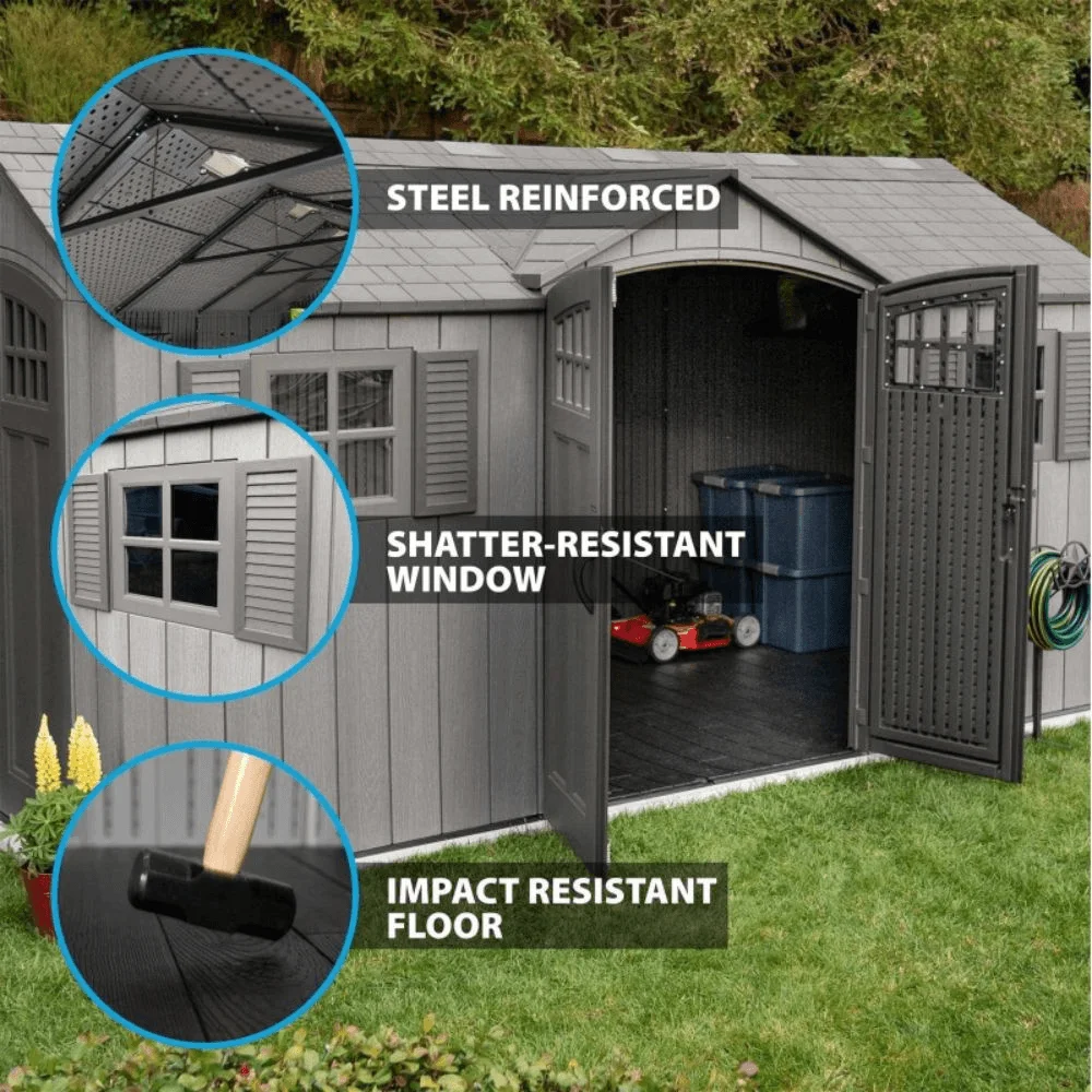 Lifetime 15′ x 8′ Rough Cut Backyard Storage Shed With Floor (60318) thumbnail 5