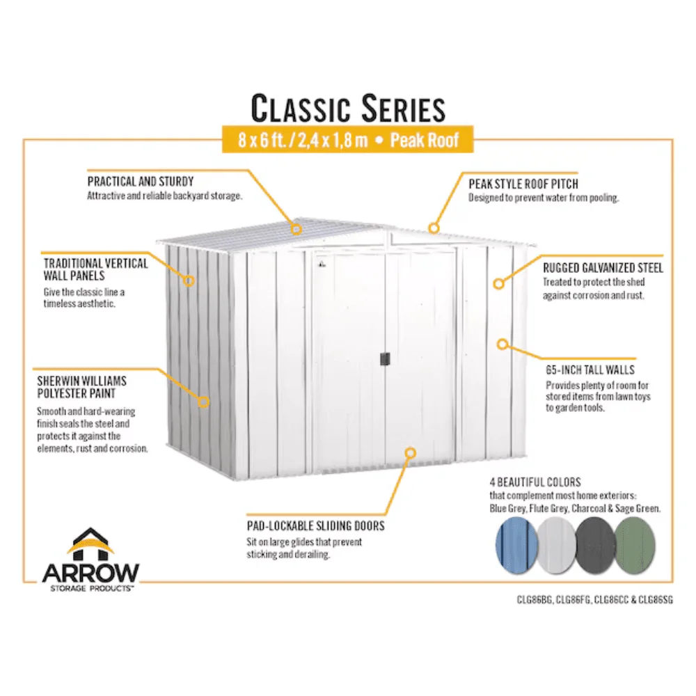 Newport 8 ft. W x 6 ft. D 2-Tone Eggshell and Coffee Galvanized Metal Shed with Sliding Lockable Doors (43 sq. ft.) thumbnail 3
