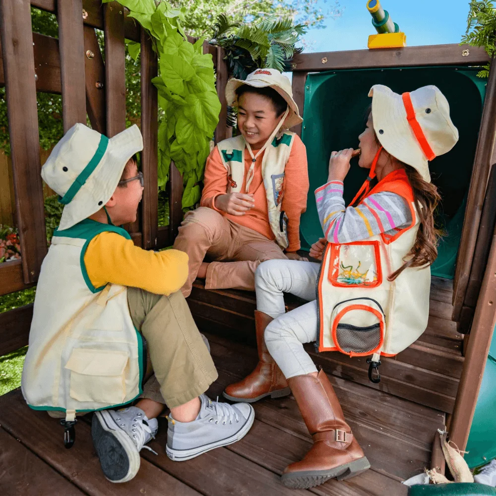 Ranger Retreat Wooden Swing Set/Playset with Tent, Tube Slide and 3-Swings thumbnail 4