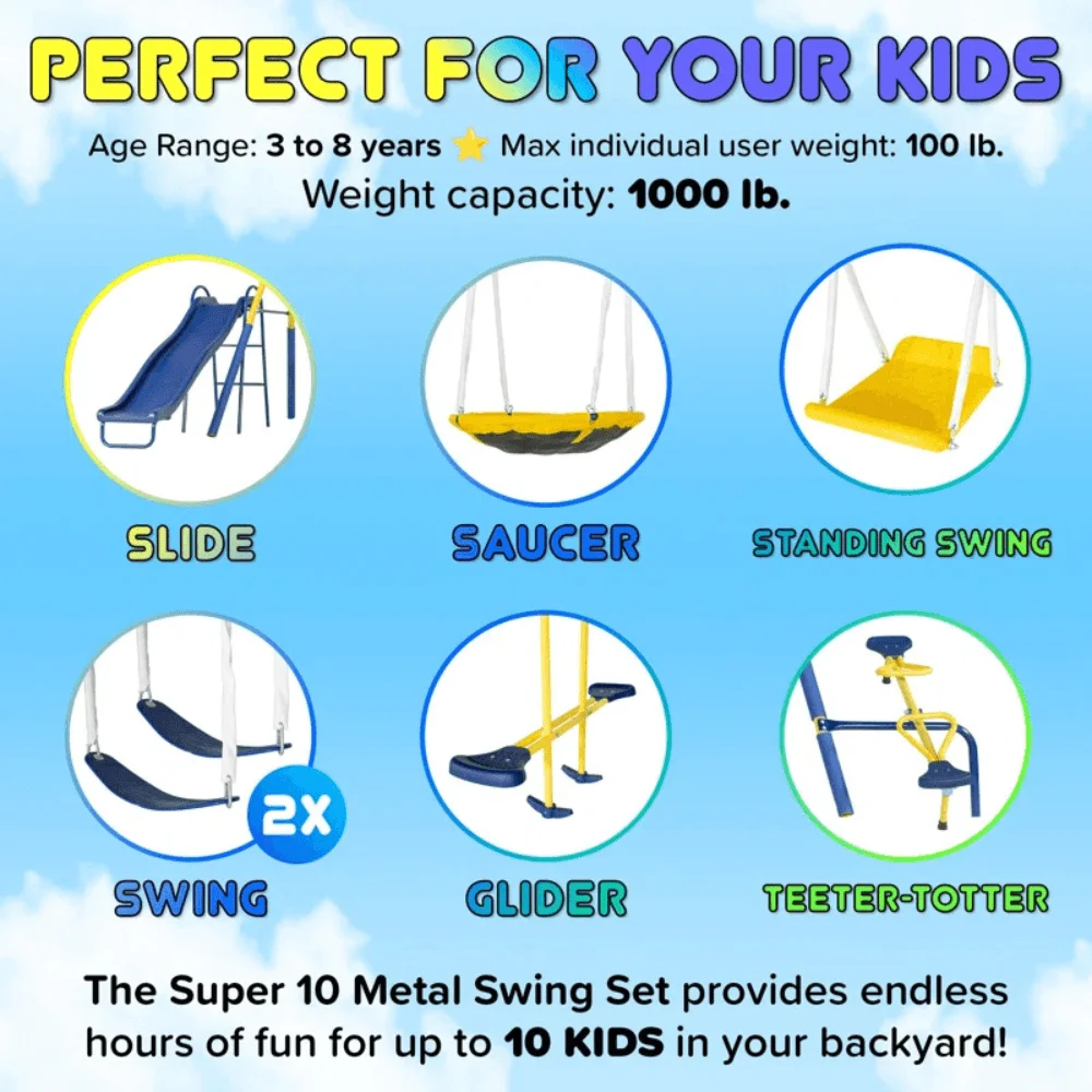 Sportspower Super 10 Metal Swing Set with Lifetime Warranty on Blow Molded Slide thumbnail 3