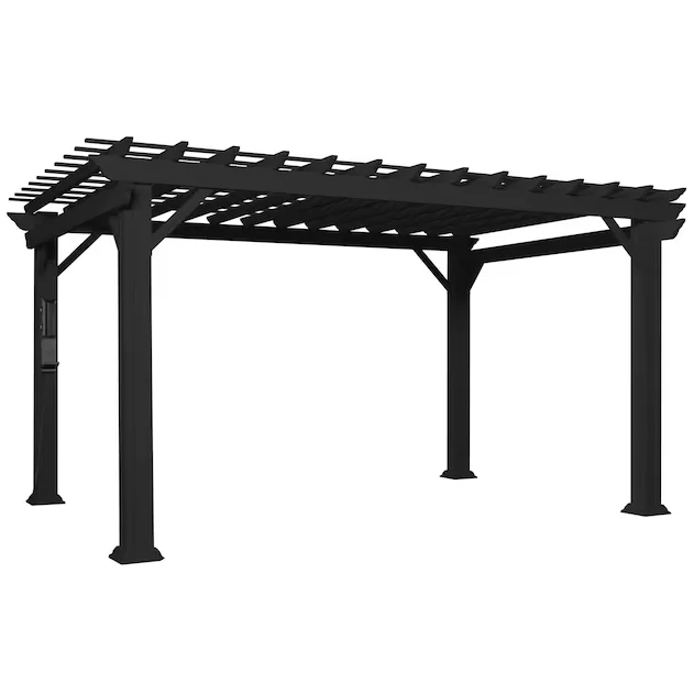 Stratford 12 Ft. X 10 Ft. Black Steel Traditional Pergola with Sail Shade Soft Canopy thumbnail 2