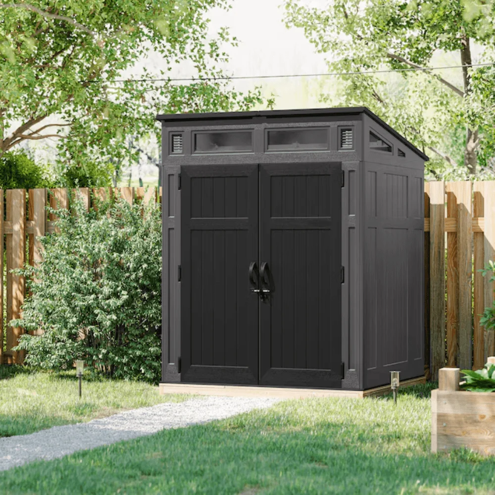 Suncast 6-Feet x 4-Feet Modernist Lean-to Resin Storage Shed (Floor Included) in Gray | BMS6583T thumbnail 2