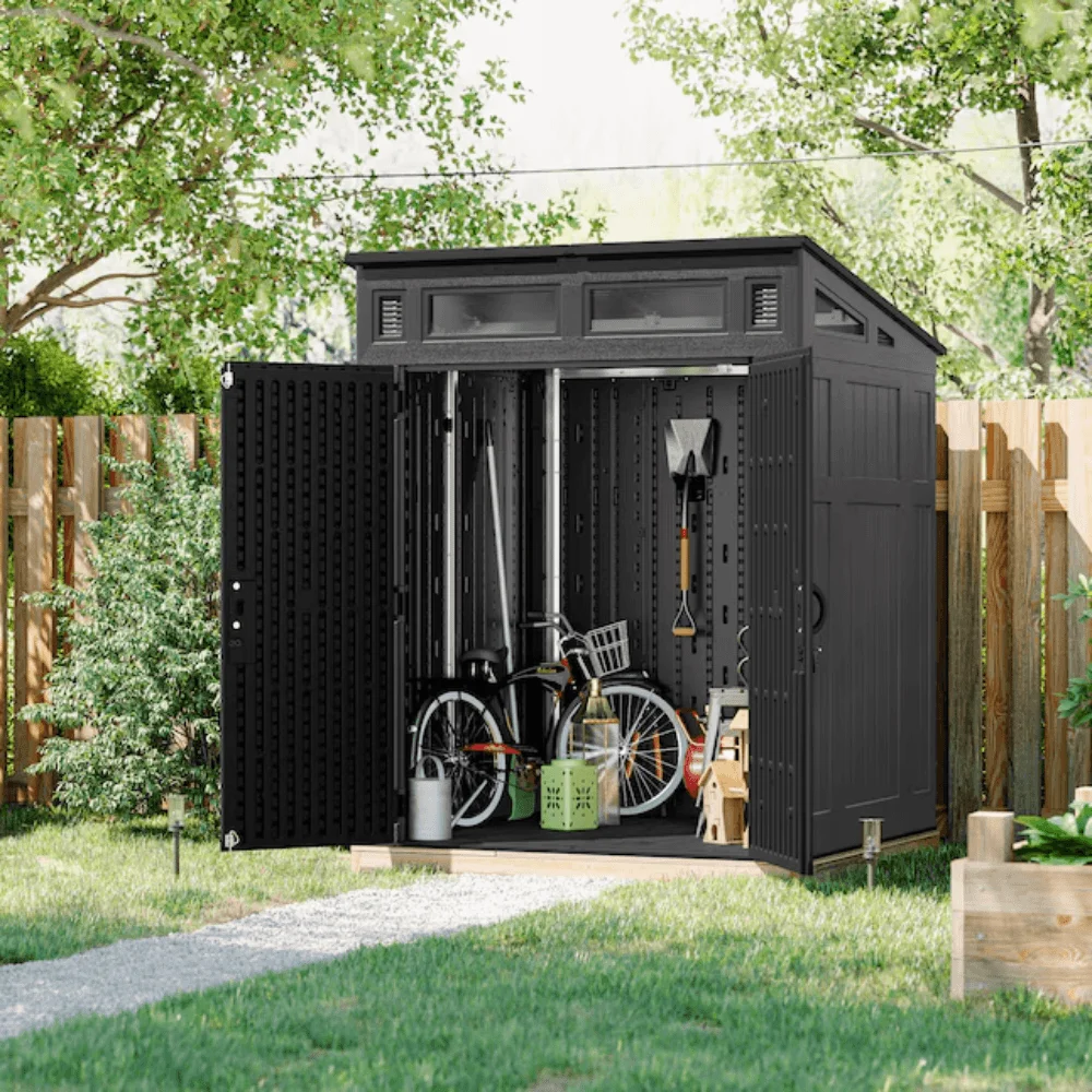 Suncast 6-Feet x 4-Feet Modernist Lean-to Resin Storage Shed (Floor Included) in Gray | BMS6583T thumbnail 3