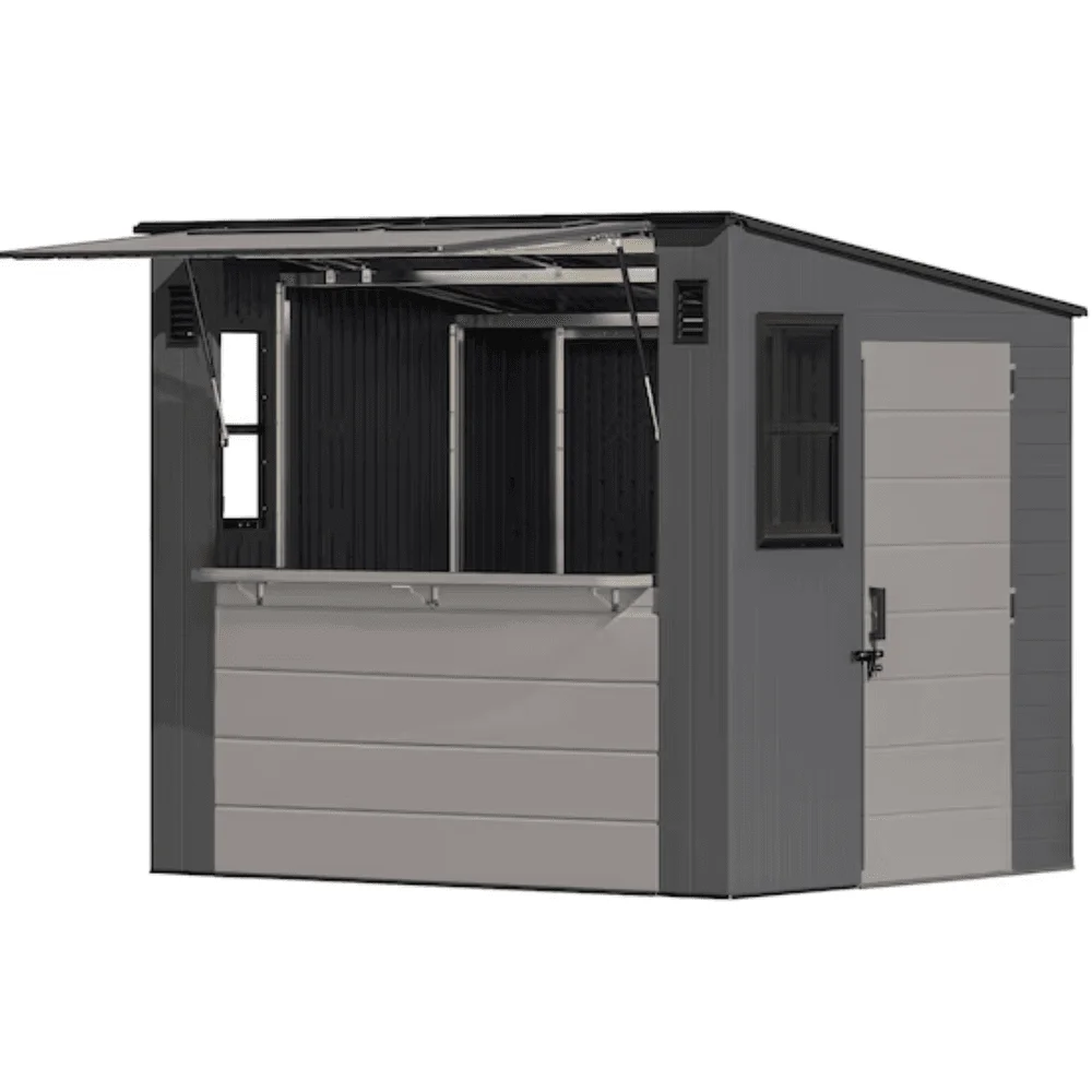 Suncast Cabana Entertainment Shed 8 ft. x 7 ft. Resin Storage Shed (Floor Included)