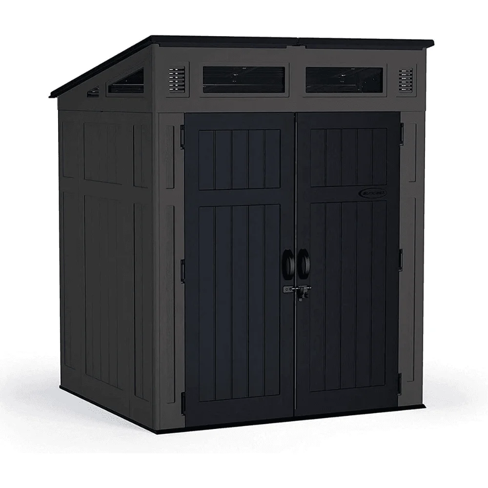 Suncast Modernist 6 ft. x 5 ft. Resin Vertical Pent Storage Shed with Floor Kit