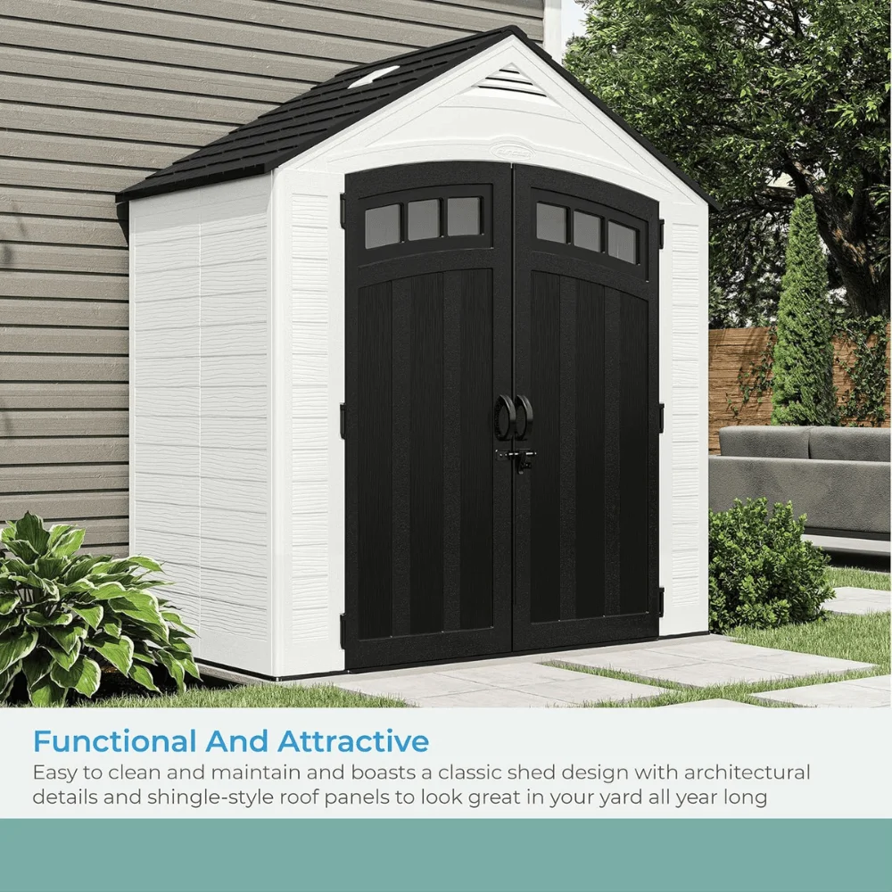 Suncast Vista 7 ft. x 4 ft. Resin Standard Modern Storage Shed with Floor Kit thumbnail 6