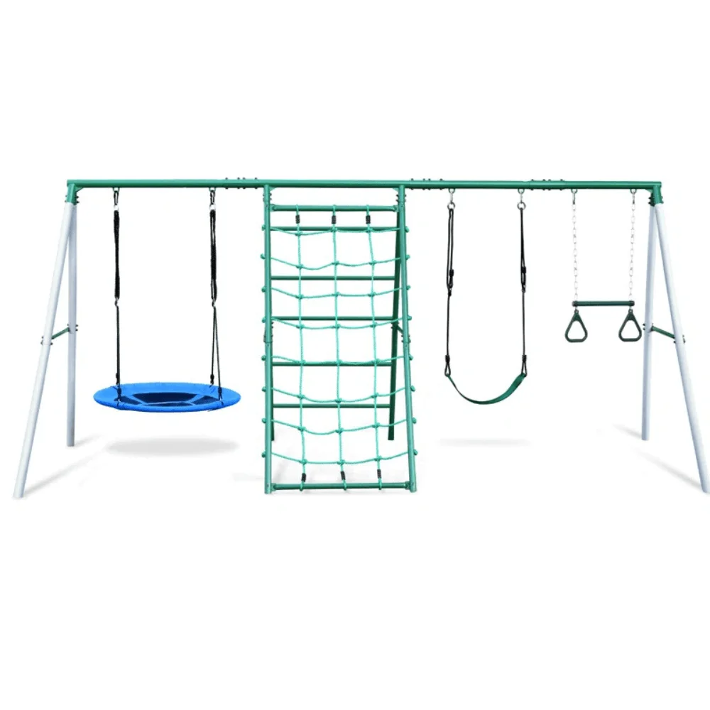 Swing Sets with Saucer Swing,Belt Swing,Trapeze Bar,Climbing Rope,Climbing Ladder thumbnail 4
