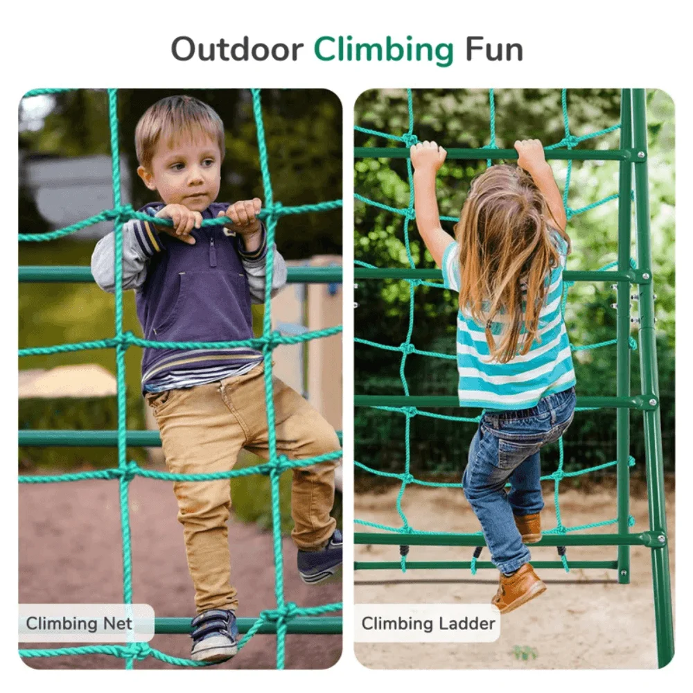 Swing Sets with Saucer Swing,Belt Swing,Trapeze Bar,Climbing Rope,Climbing Ladder thumbnail 6