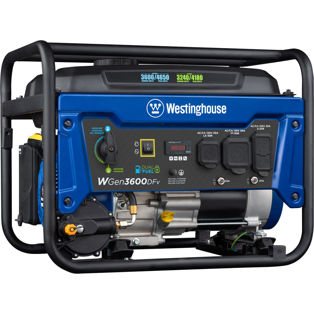 Westinghouse WGen3600DFv Dual Fuel Portable Generator with RV Ready 30A Outlet